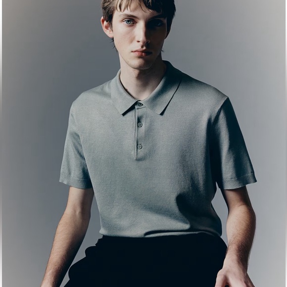 H&M Gray Polo Shirt Classic Style - Picture 2 of 7
